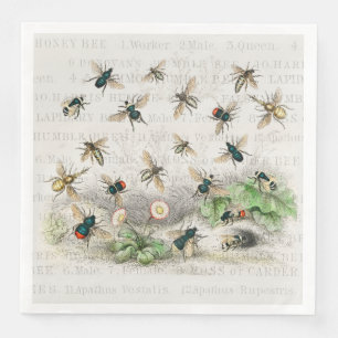 Bee Honey Worker Queen Bees Antique  Napkin