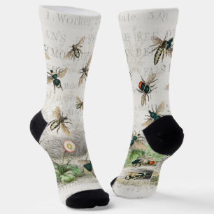 Bee Honey Worker Queen Bees Antique  Socks