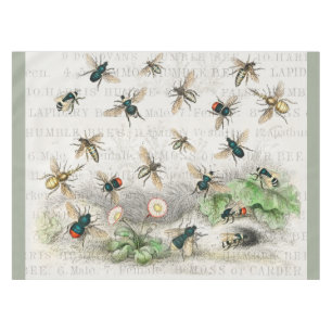 Bee Honey Worker Queen Bees Antique  Tablecloth