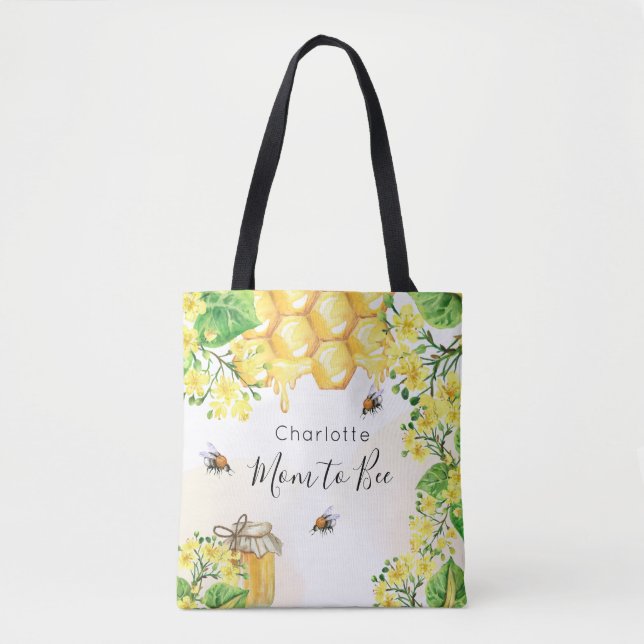 Bee honey yellow florals Baby Shower  Tote Bag (Front)