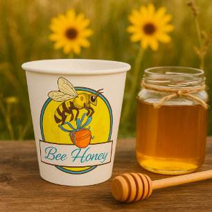 Bee Honey Yellow Insect Paper Cups