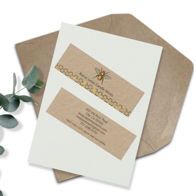 Bee Honeycomb Candle Maker Kraft Mini Business Card (Creator Uploaded)