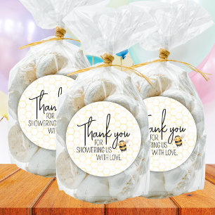 Bee Honeycomb Gold Baby Shower Thank You Favour Classic Round Sticker
