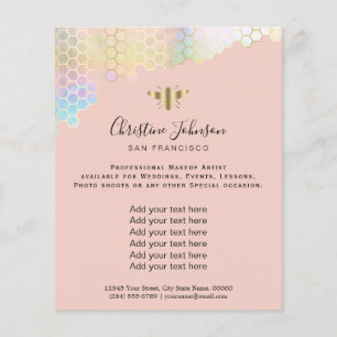 bee  honeycomb on pink blush background flyer