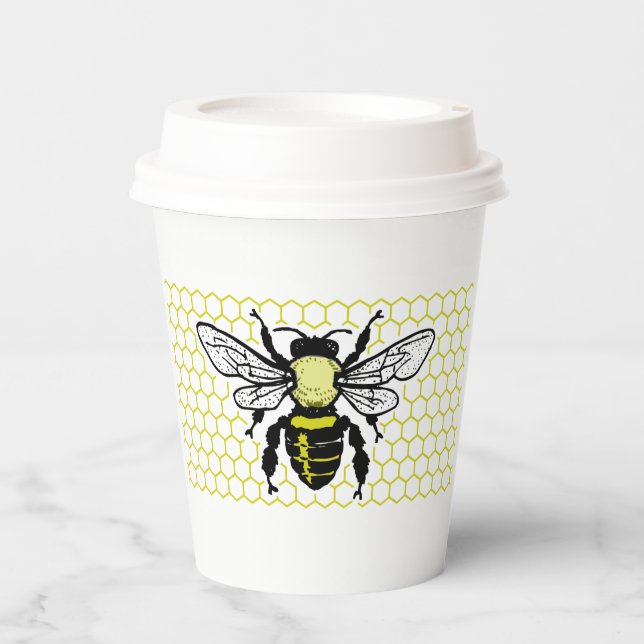 Bee & Honeycomb Paper Cup (Front)