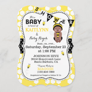 Bee Honeycomb Polka Dot Print Baby Shower Invites