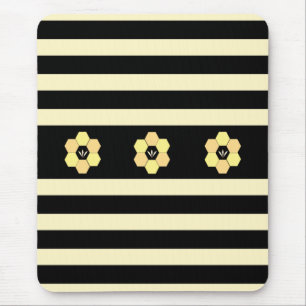 Bee Honeycombs on Striped Mouse Mat