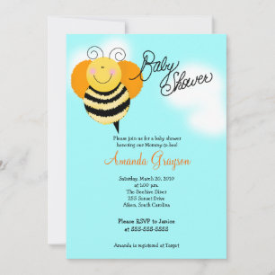 Bee Hop Bumble Bee Baby Shower Invitation 5x7