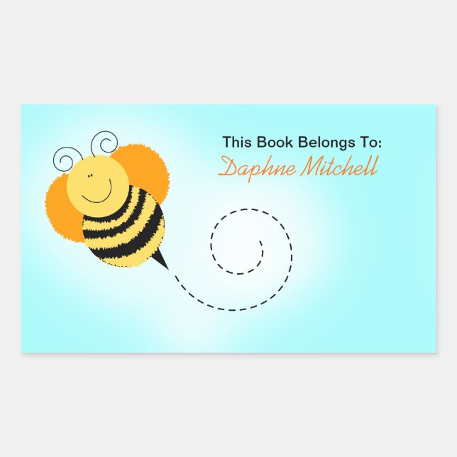 Bee Hop Bumble Bee Custom Book Plate Sticker (Front)