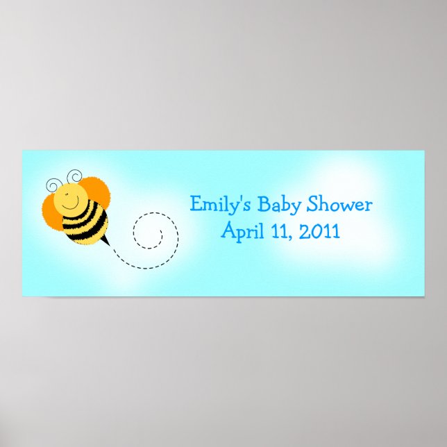 Bee Hop Bumble Bee Customisable Birthday Banner Poster (Front)