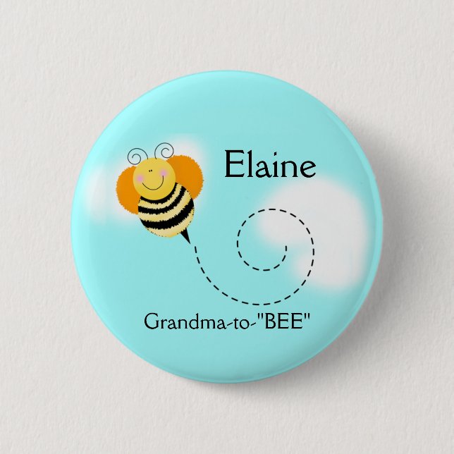 BEE HOP BUMBLE BEE NAME TAG Personalised Button (Front)