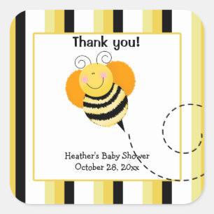 Bee Hop Bumble Bee Square Favour Stickers