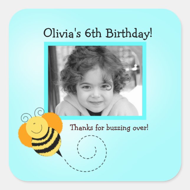 BEE HOP Photo SQUARE Favour Sticker (Front)