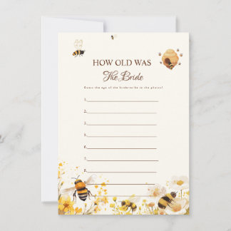 Bee How old was the bride Shower Game Card