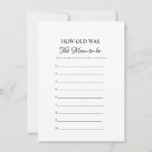 Bee How old was the mum baby Shower Game Card