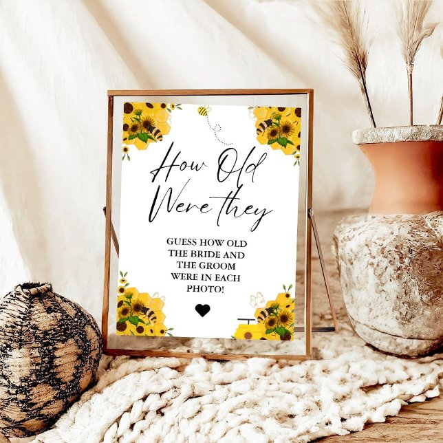 Bee How Old were they bridal Shower Game sign (Creator Uploaded)
