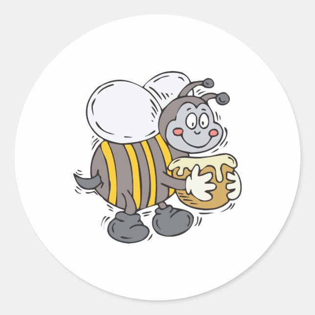 bee hugging honey classic round sticker (Front)