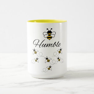 BEE HUMBLE TWO-TONE SUN YELLOW WHITE MOTIVATIONAL MUG