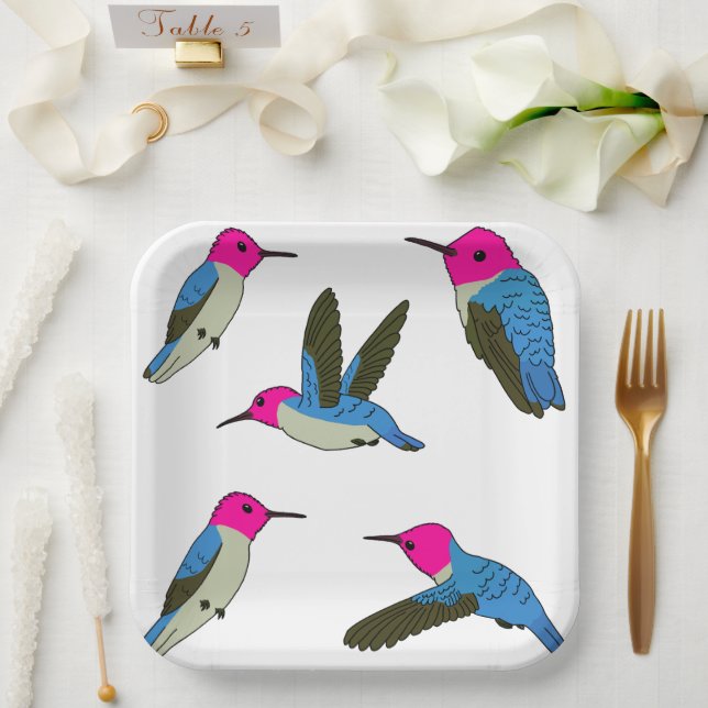Bee Hummingbird Paper Plate (Wedding)