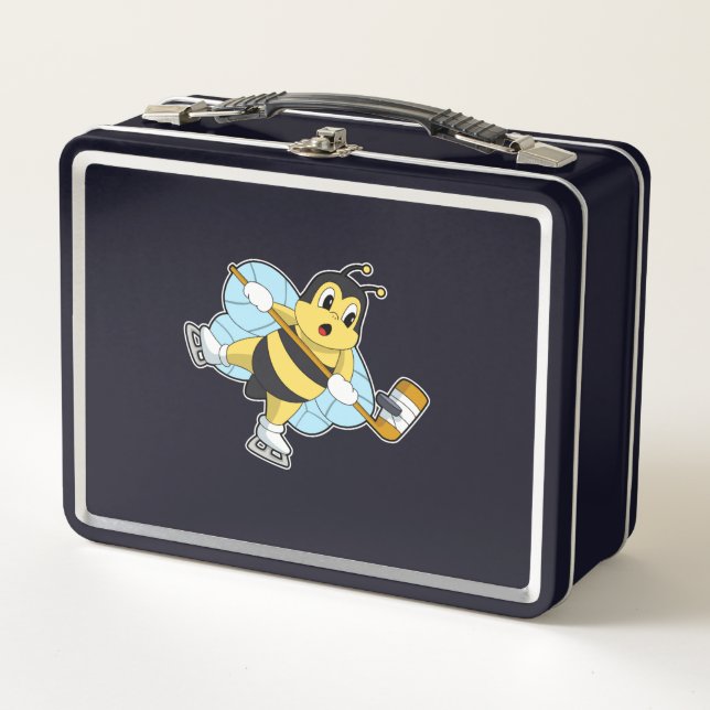 Bee Ice hockey Ice hockey stick Metal Lunch Box (Front)