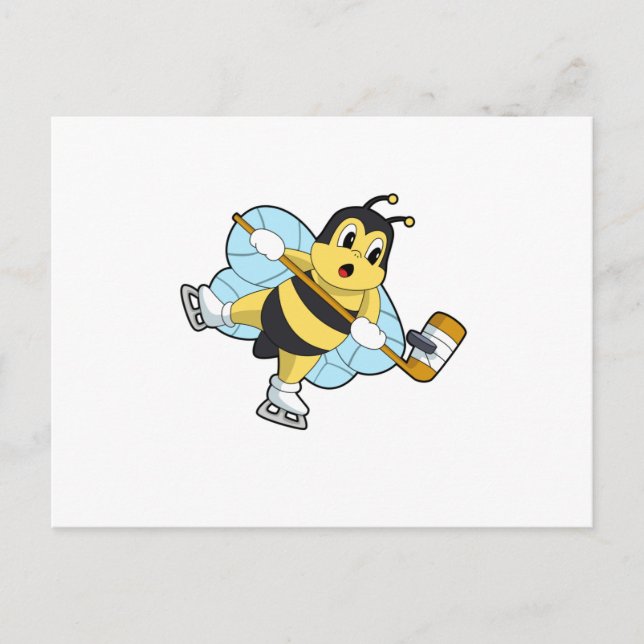 Bee Ice hockey Ice hockey stick Postcard (Front)