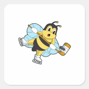 Bee Ice hockey Ice hockey stick Square Sticker