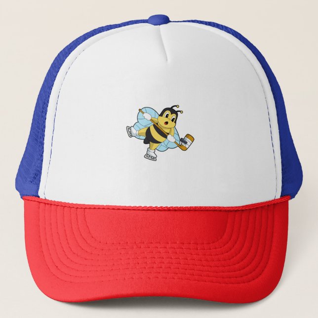 Bee Ice hockey Ice hockey stick Trucker Hat (Front)