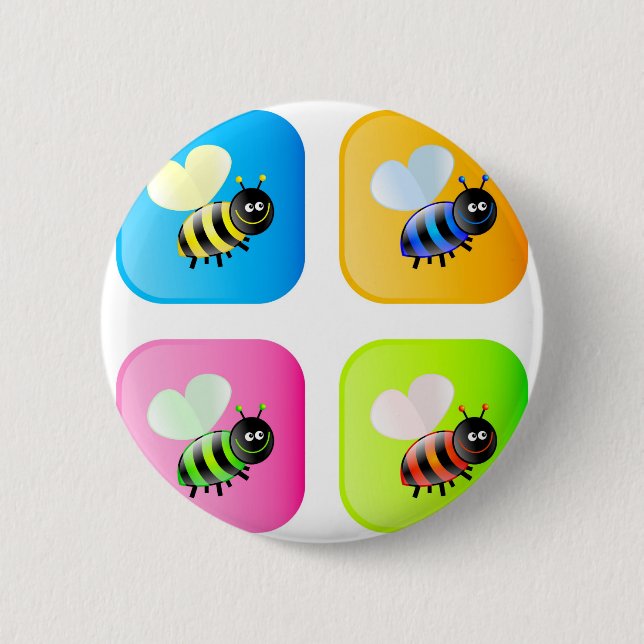 Bee Icons 6 Cm Round Badge (Front)