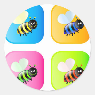 Bee Icons Classic Round Sticker