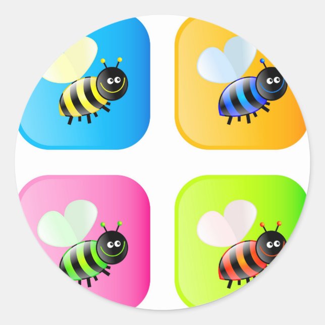 Bee Icons Classic Round Sticker (Front)