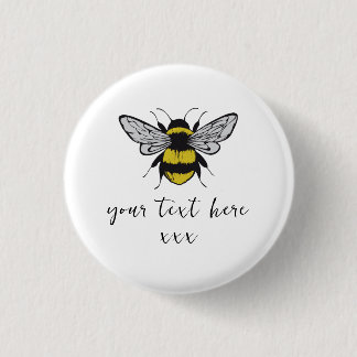 Bee Illustration – add your own text 3 Cm Round Badge