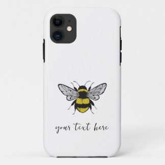 Bee Illustration – add your own text iPhone 11 Case