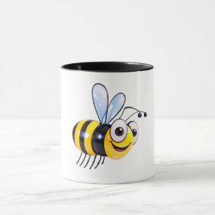 Bee illustration happy cartoon mug