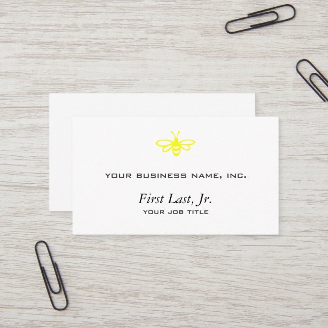 Bee illustration lemon or yellow coloured business card (Front/Back In Situ)