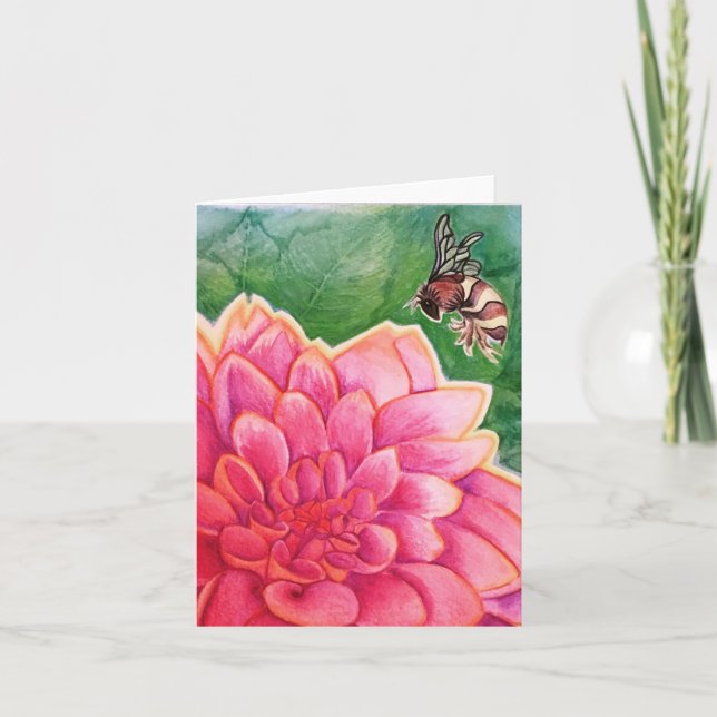 Bee in a Dahlia Card (Front)