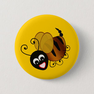 Bee In Black 6 Cm Round Badge