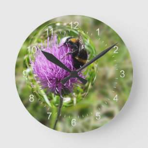 Bee in bubble round clock