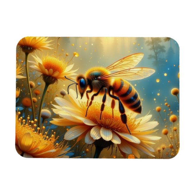 Bee in the flower garden magnet (Horizontal)