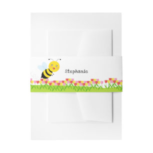 Bee in Tulip Garden Invitation Belly Band