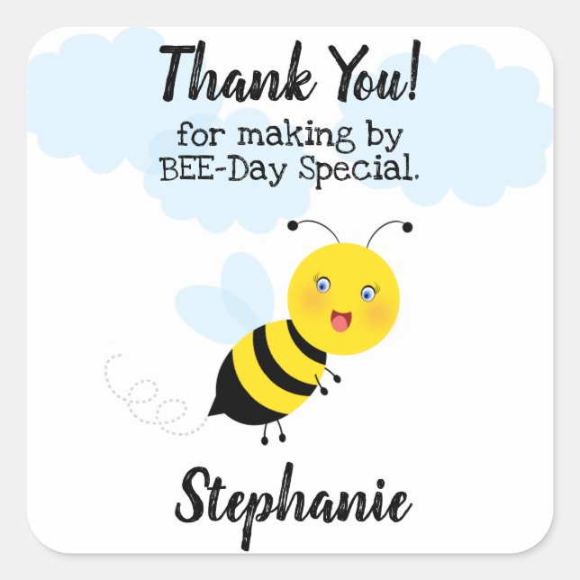 Bee in Tulip Garden Square Sticker (Front)