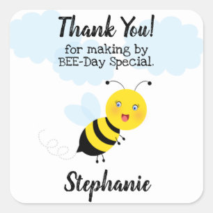 Bee in Tulip Garden Square Sticker