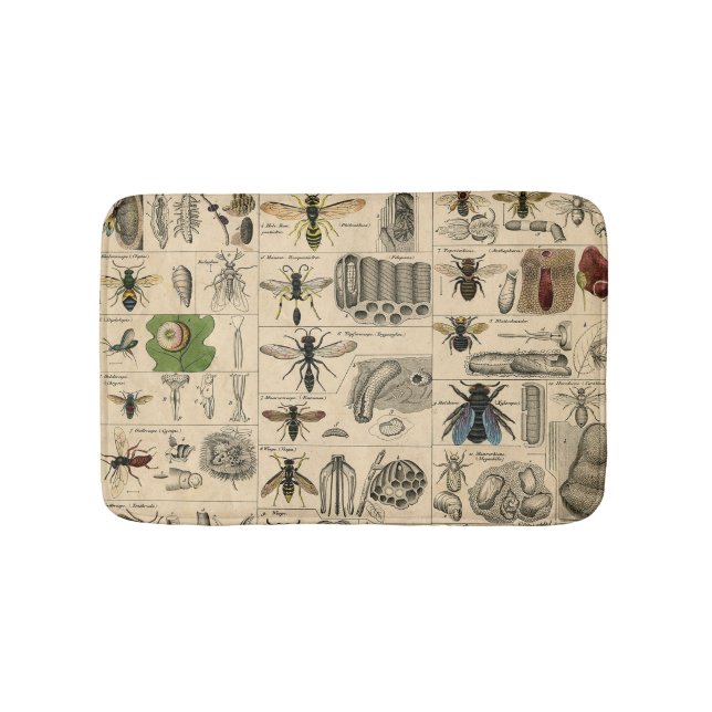 Bee Insect Bug Wasp Natural History Bees Bath Mat (Front)