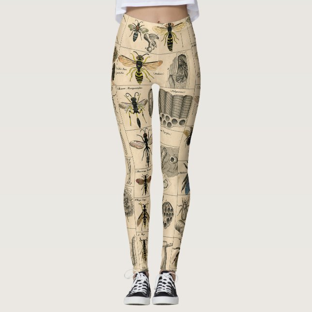 Bee Insect Bug Wasp Natural Nature Bees Painting Leggings (Front)