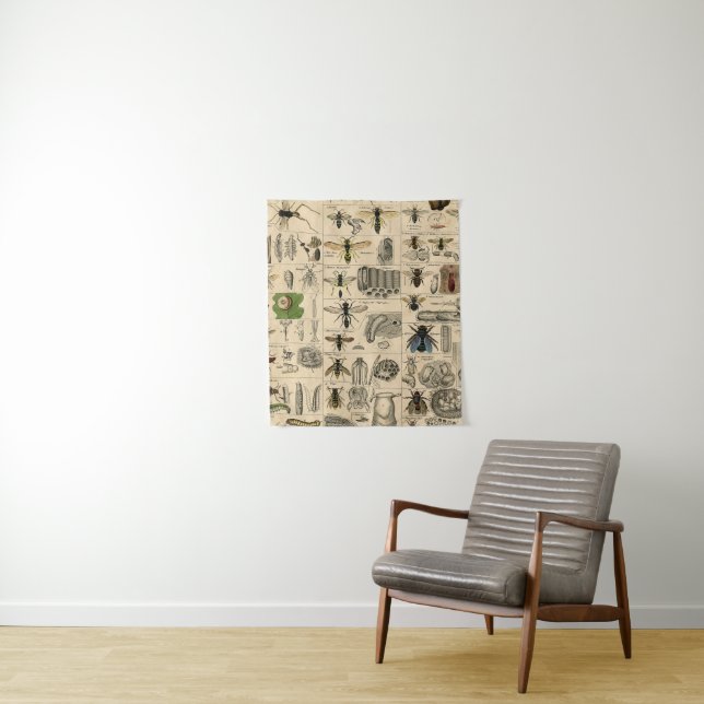 Bee Insect Bug Wasp Natural Nature Bees Painting Tapestry (In Situ)