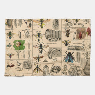 Bee Insect Bug Wasp Natural Nature Bees Painting Tea Towel