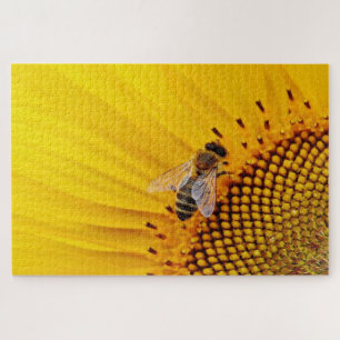 Bee inside a sunflower jigsaw puzzle