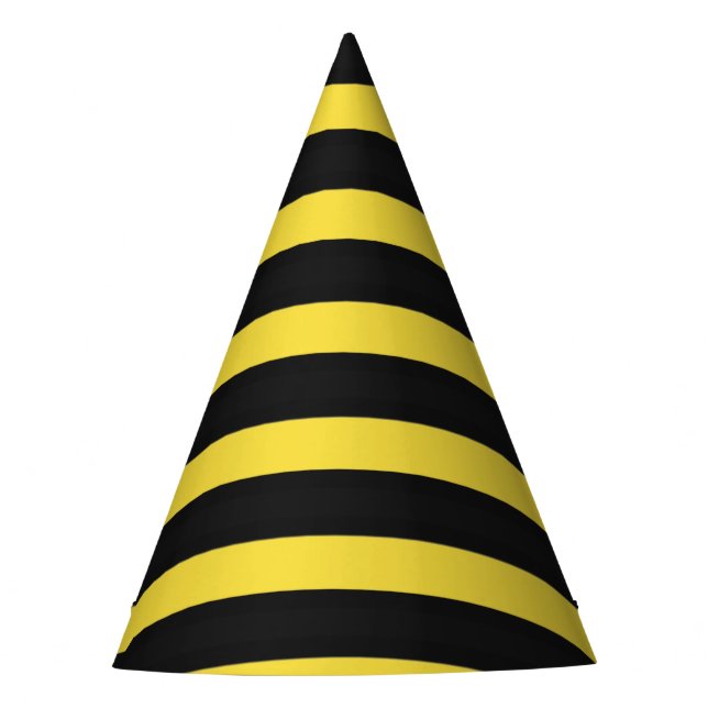 Bee Inspired Black and Yellow Stripes Party Hat (Front)
