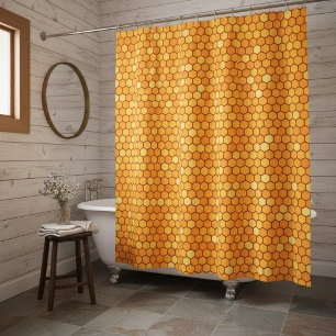 Bee-Inspired Geometric Bathroom Decor Shower Curtain