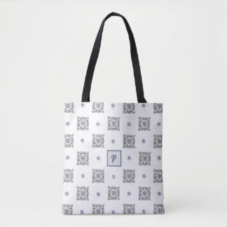 Bee Inspired Hand-Drawn Doodle with Monogram Tote Bag