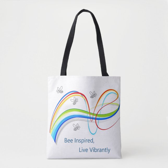 Bee Inspired, Live Vibrantly | Custom Tote Bag (Front)
